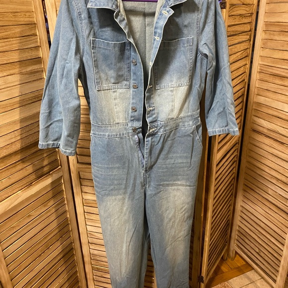 SHEIN Button front denim jumpsuit - Picture 14 of 16